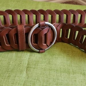 Woven leather belt